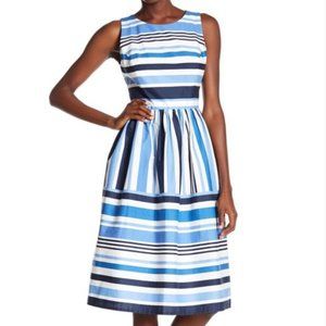 Vince Camuto Blue & White Striped Midi Dress